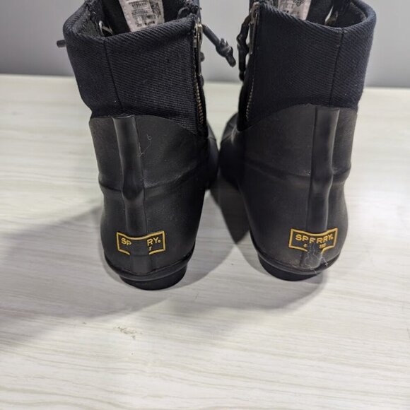 SPERRY Saltwater Women's Size 9 Rubber Duck Rain Boots Black - Picture 5 of 7